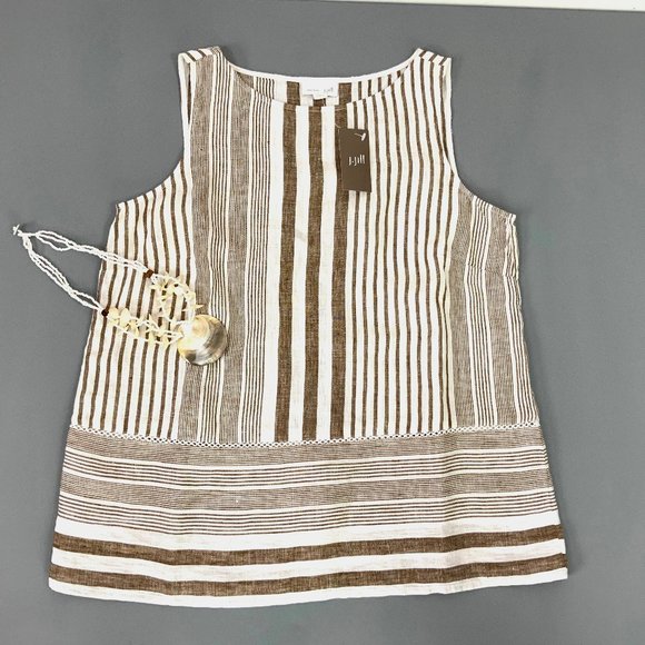 J. Jill Tops - J Jill Love Linen Beechnut Stripe Blouse Top Sz SP